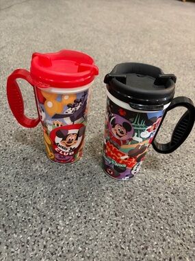 Disney Red and Black Mickey Mouse Travel Mugs